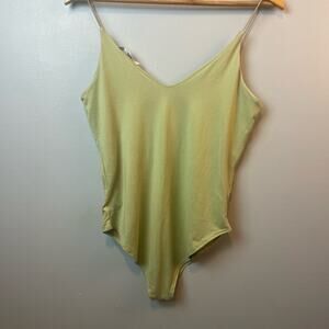 Gaze One Piece Bodysuit V-Neck Spaghetti Straps Snap Closure on Bottom